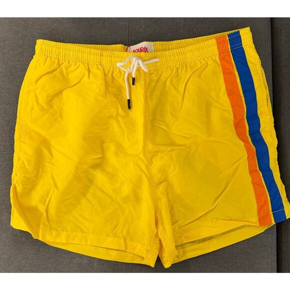 Solid & Striped Men’s Size XXL Classic Citron Yellow Striped Swim Trunks NWT - Picture 1 of 5